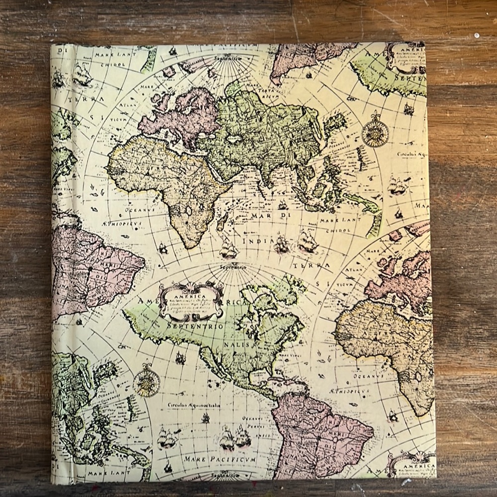 Vintage world map photo album